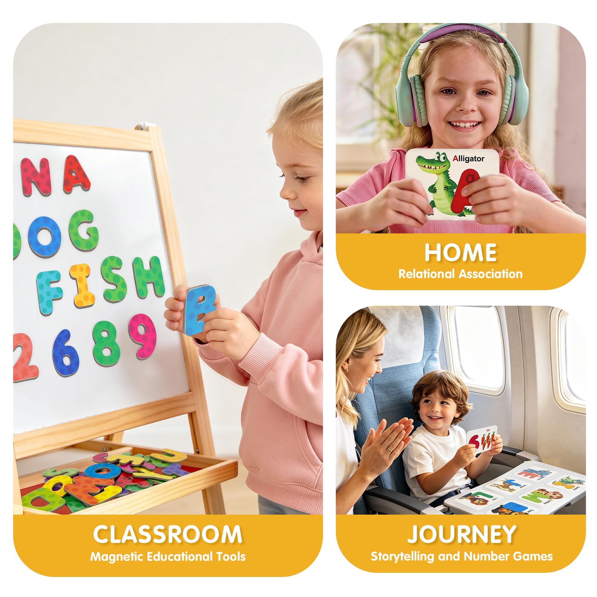 Tarjetas educativas, tarjetas flash de números y alfabeto para niños pequeños de 3 a 5 años