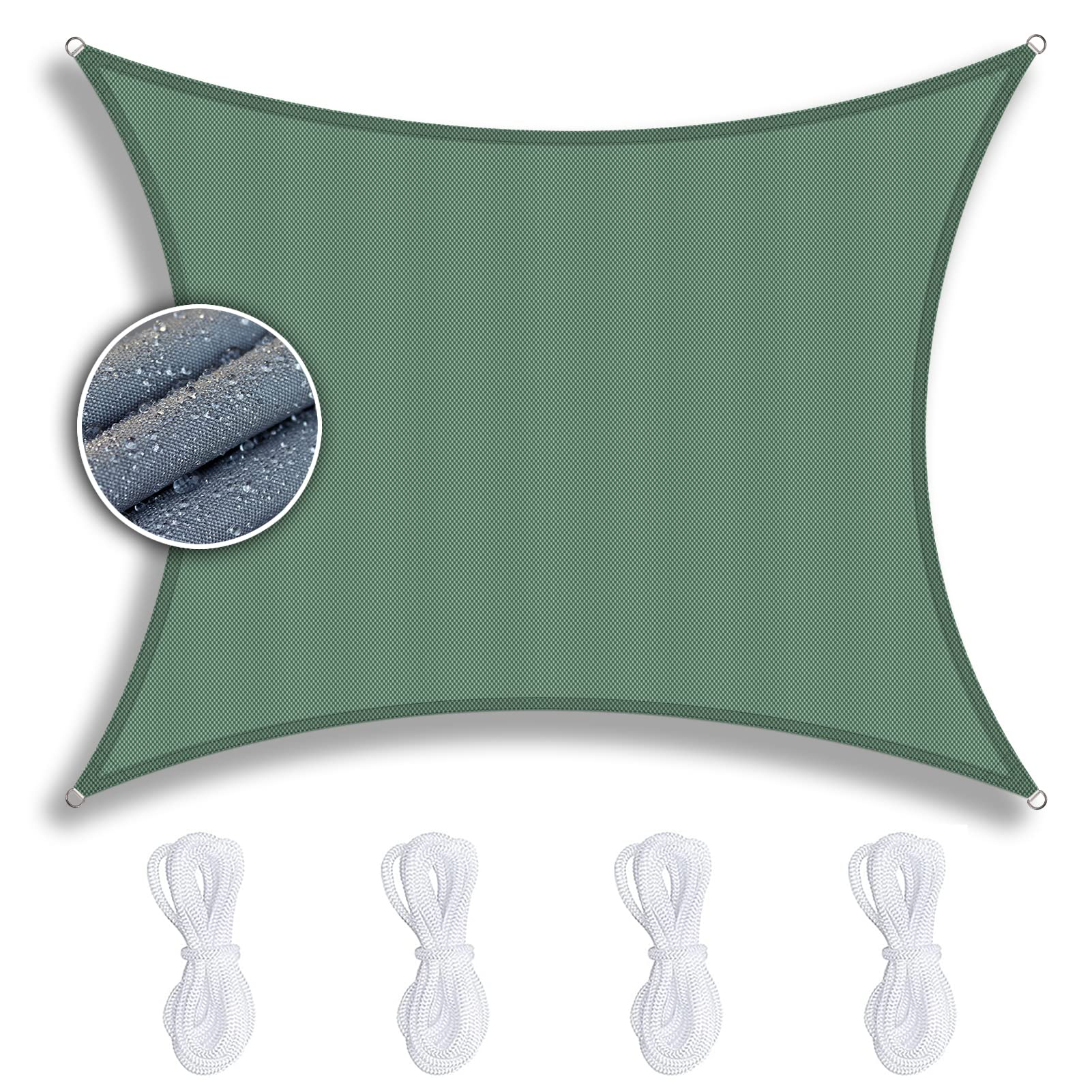 Sun Sail 3X5M， 90% Uv Block Widely Used For A Courtyard，Deck，Dooryard Sun Shade Sall Canopy Sun Shade Sail Canopy -Dark Green