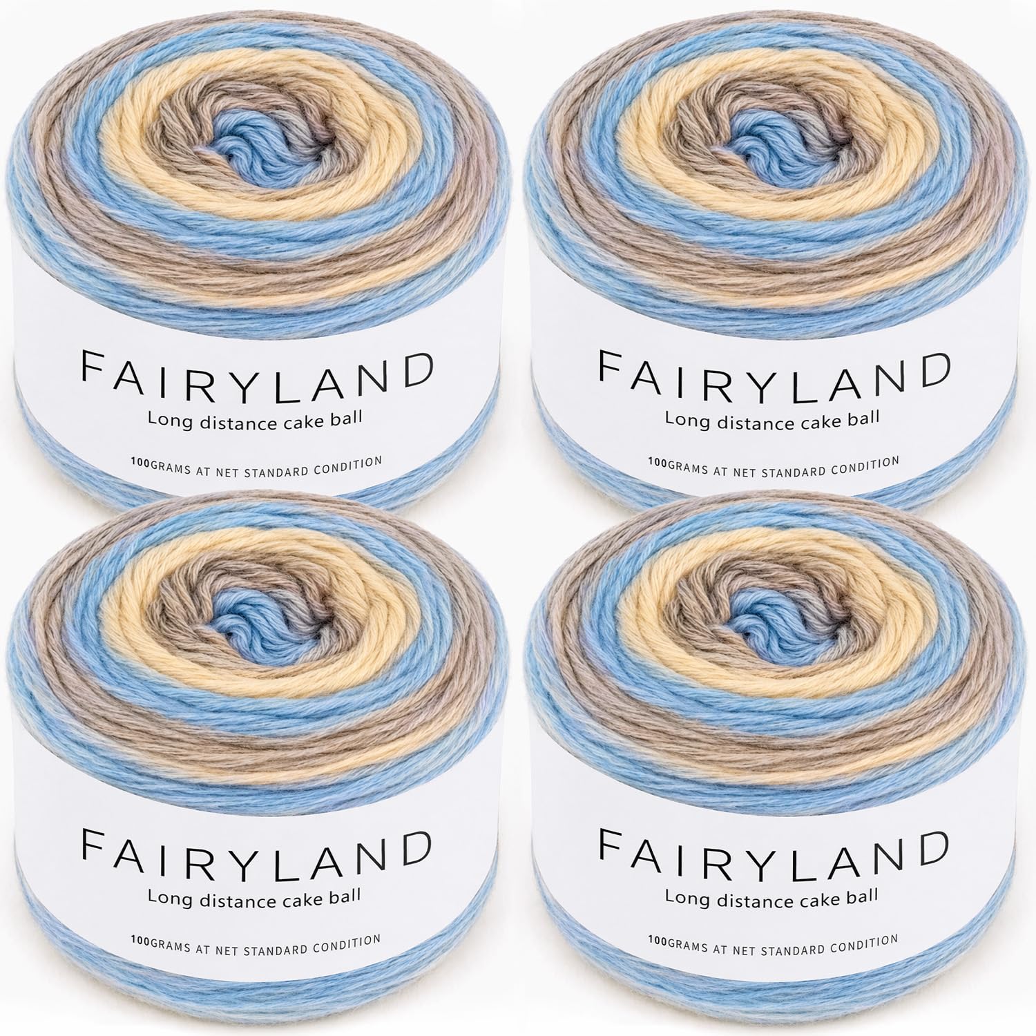 Gradient Yarn Cake 4 x 100g, Crochet Yarn for Crochet and Knitting, Ombre Yarn Cakes, Soft Multicoloured Yarn for Scarves, Shawls, Blankets and DIY Crafts(1162)