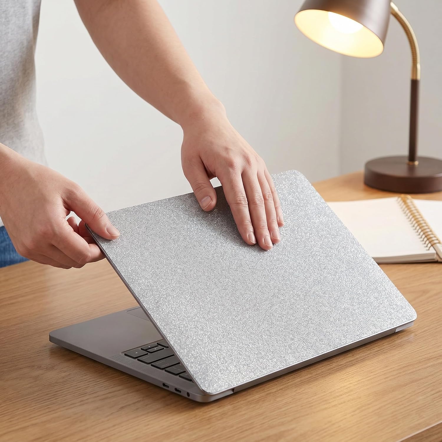 Angoily 5pcs Laptop Protective Film Covers 16.5x12 Inch Silver Laptop Skin Sticker Decal with Stain Prevention and Spill Repellent Features, Easy to Remove, for Work and School