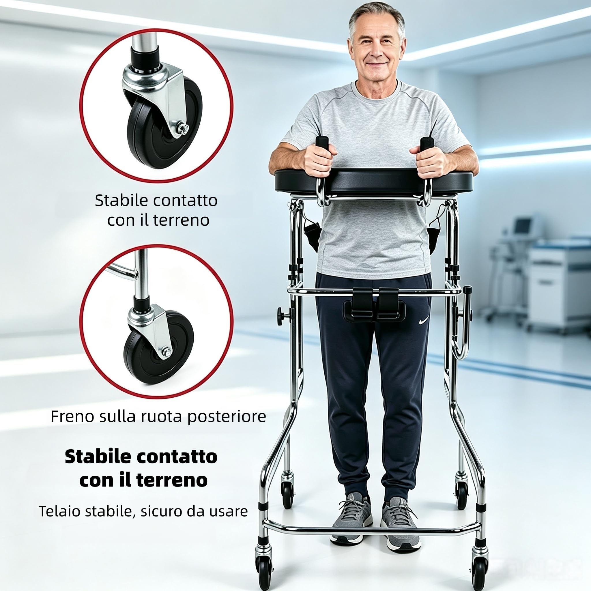 Deambulatore disabili paralisi cerebrale,Deambulatore Anziani Freno Mano，A