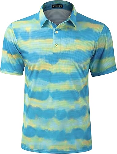 Miniatura 7 de TAPULCO Polo de secado rápido para hombre, diseño de camuflaje, atlético, ligero, transpirable, informal, para golf