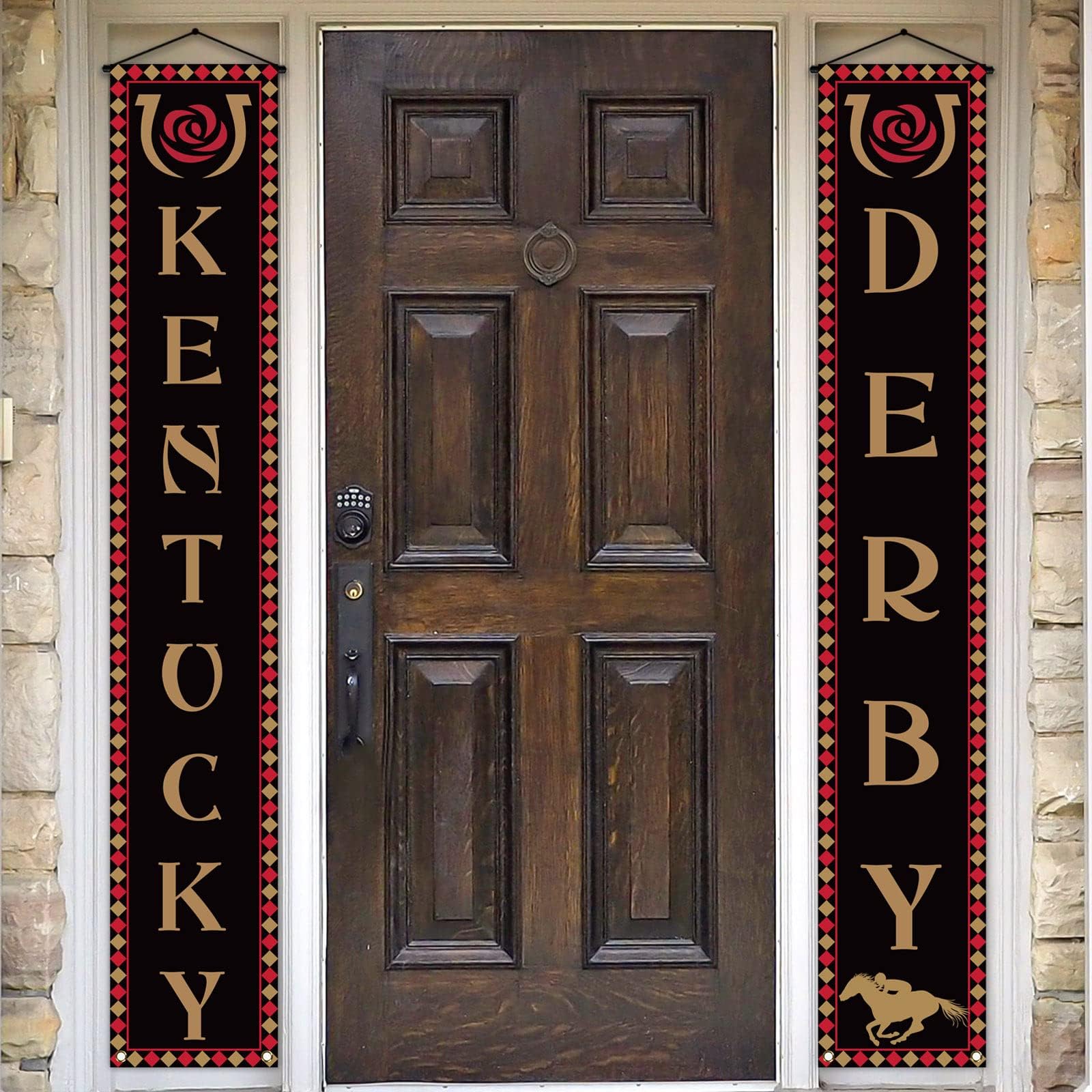 Kentucky Porch Banner Run for The Roses Horse Racing Themed Party Front Door Sign Wall Hanging Banner Decoration