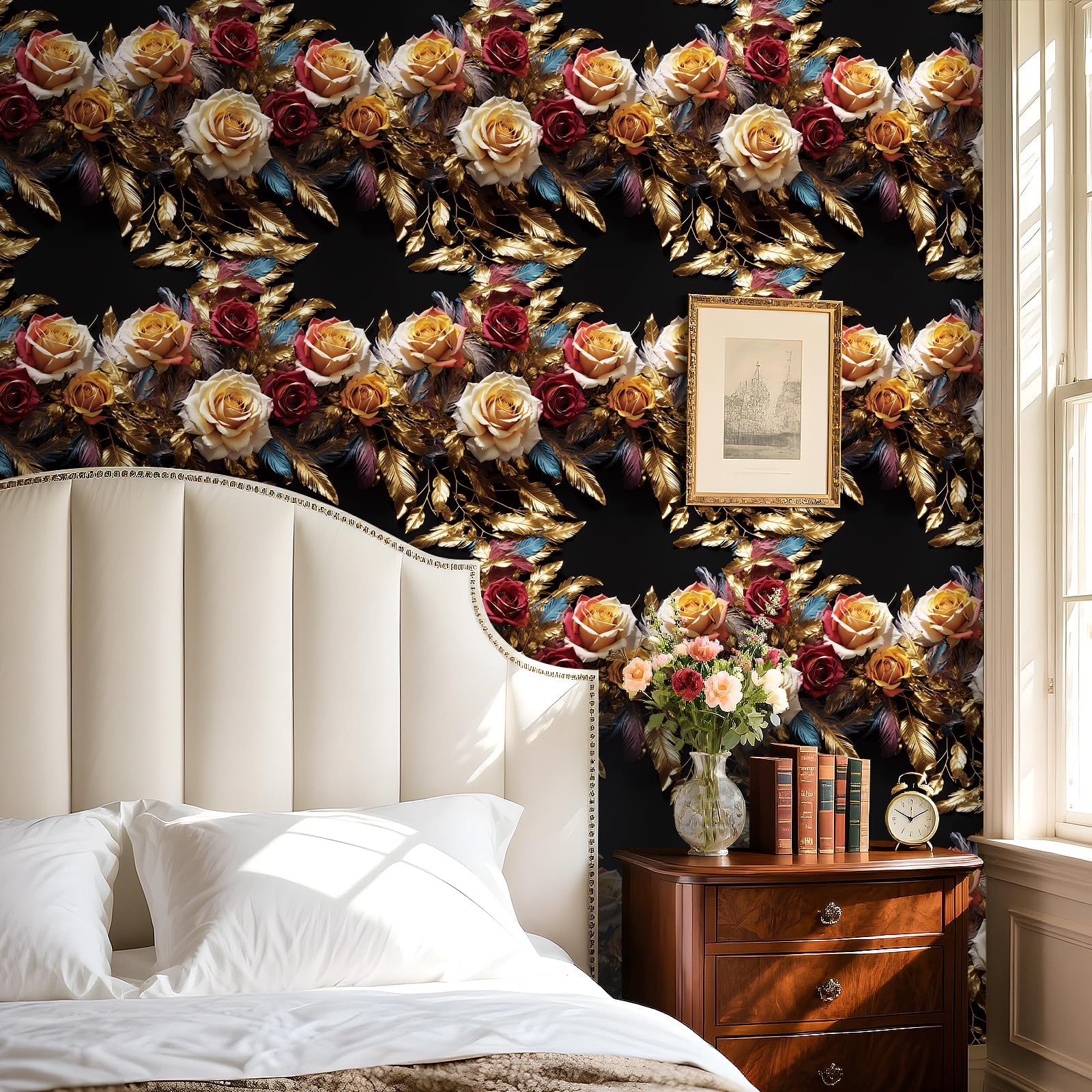 Papier peint amovible plumes roses pour relooker un mur sans colle