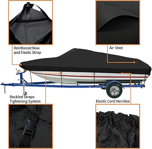 Miniatura 9 de iCOVER - Funda para lancha remolcable, 600 denier, resistente, impermeable, apta para lanchas de 16-18.5 pies de largo x 94 pulgadas de ancho