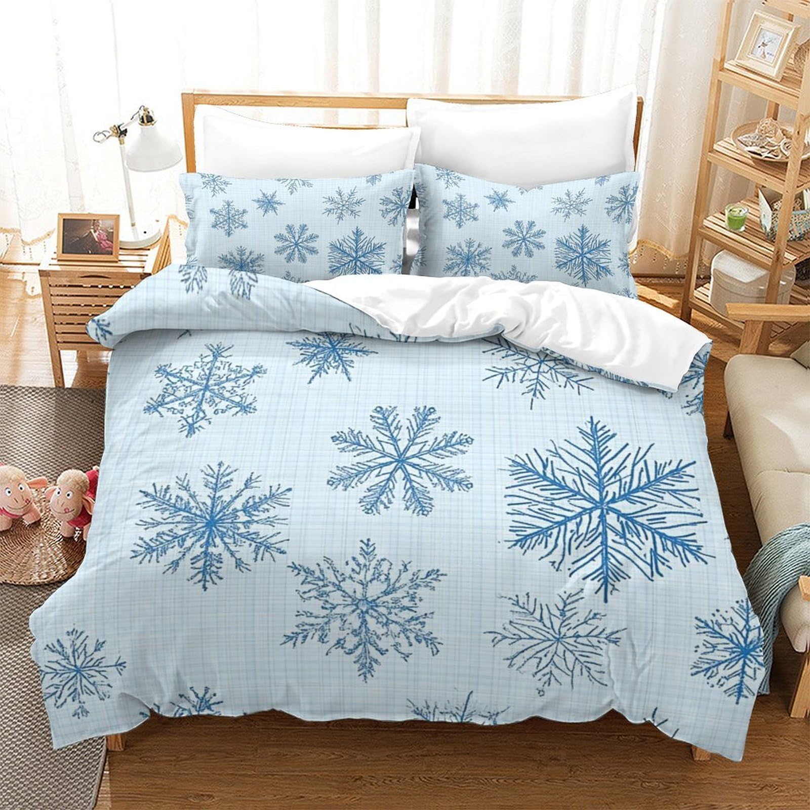 Parure de lit super king 260x220cm motif flocon 3D chic
