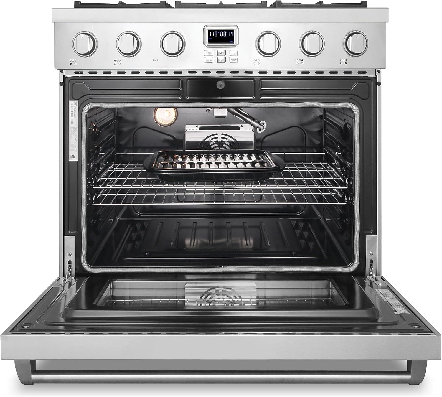 COSMO COS-GRC366KB 36 in. Lumin Collection 6.0 cu. ft. Gas Range with 6 Sealed Gas Burners and Convection Oven in Stainless Steel