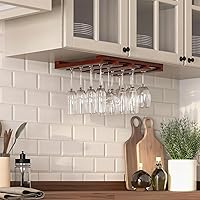 Vista 2 de Rustic State Eze 4 soportes seccionales de madera para debajo del gabinete, soporte para copas de vino, estante colgante para copas de vino