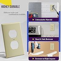 Vista 4 de Duplex Wall Plates Kit by Enerlites 8821-I Home Electrical Outlet Cover, 1-Gang Standard Size, Unbreakable Polycarbonate Material, Ivory- 10 Pack