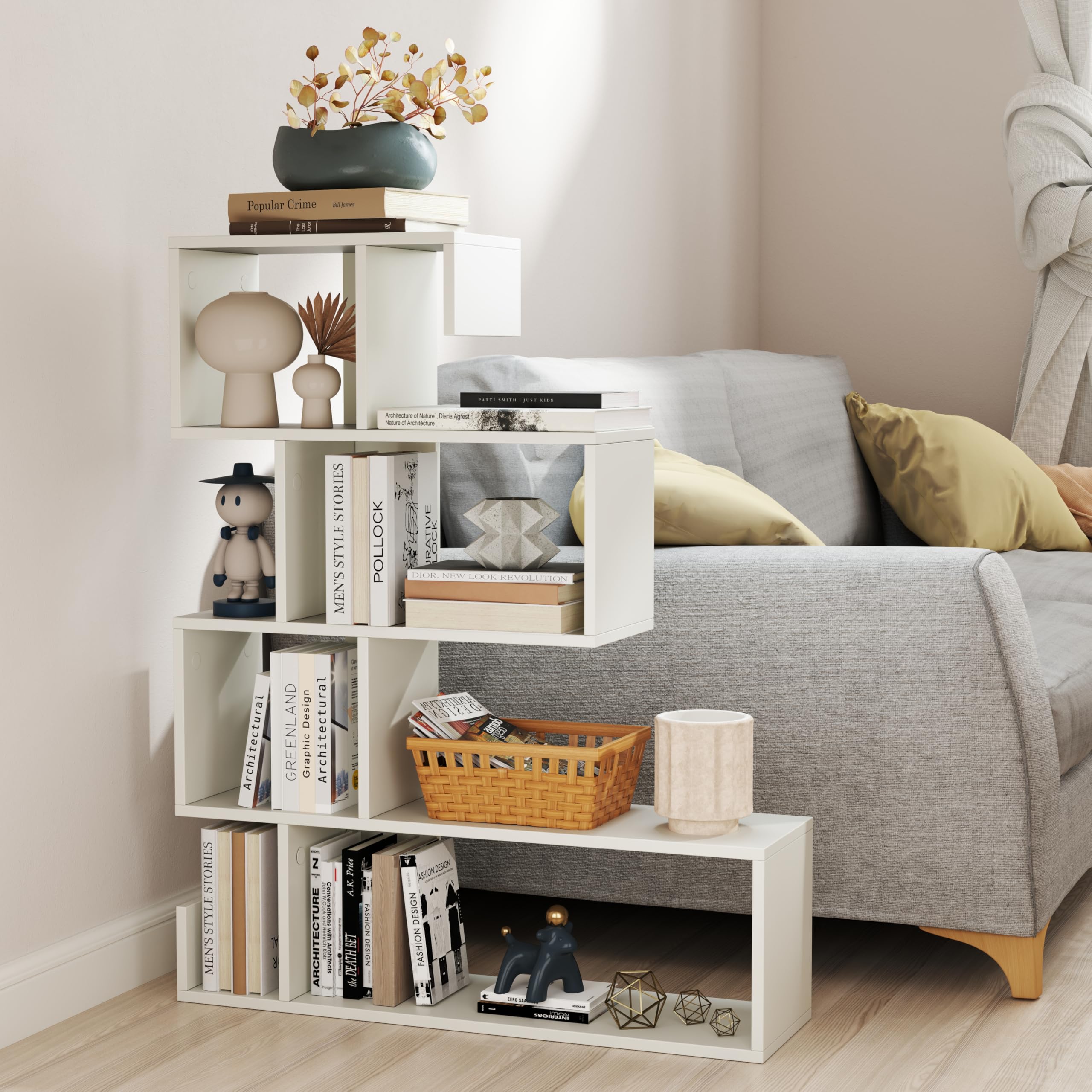 置物 Garnierite Freeform Amazon.com: SILKYDRY 5 Tier Geometric Bookshelf, S-Shaped Z Shelf