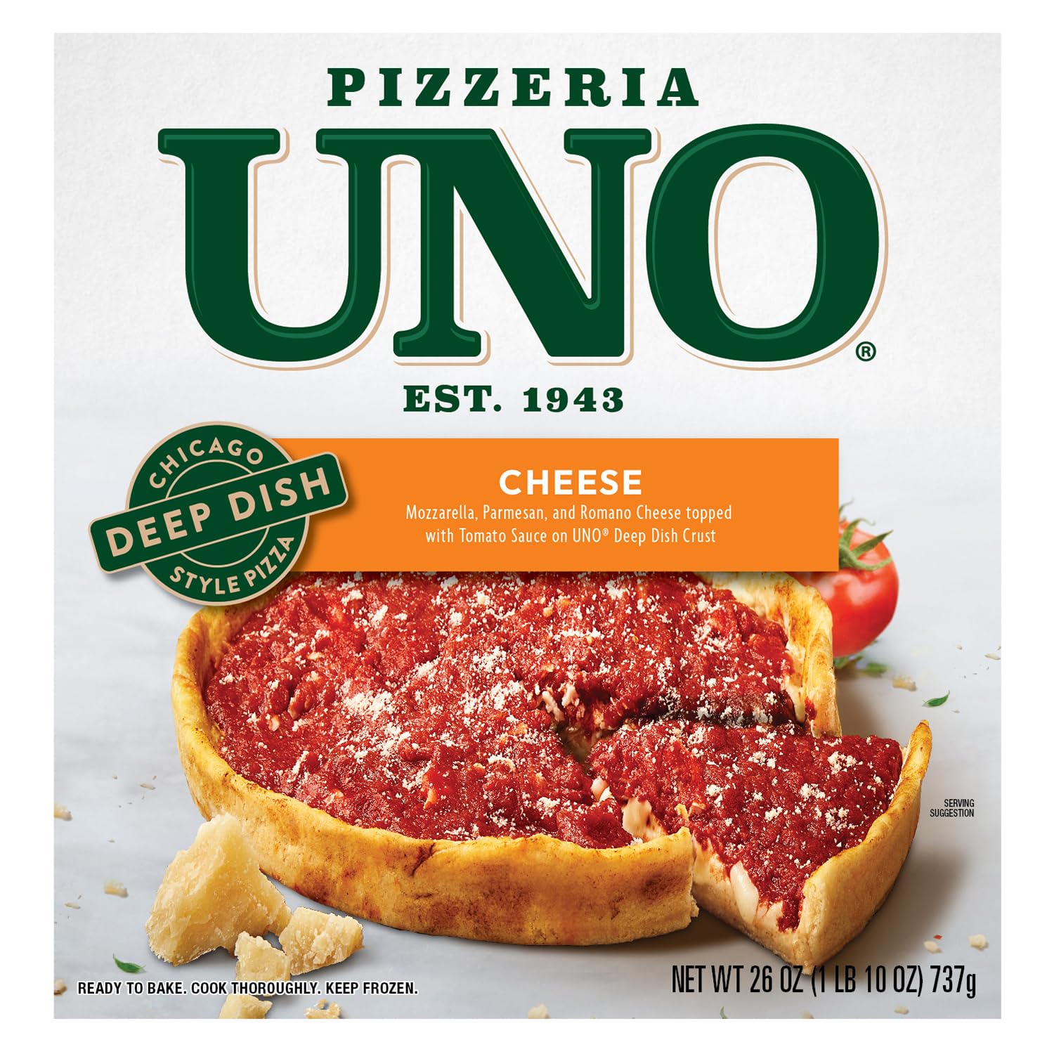 Pizzeria UNO Frozen Deep Dish Cheese Pizza, 26 oz - Authentic Chicago-Style Deep Dish at Home