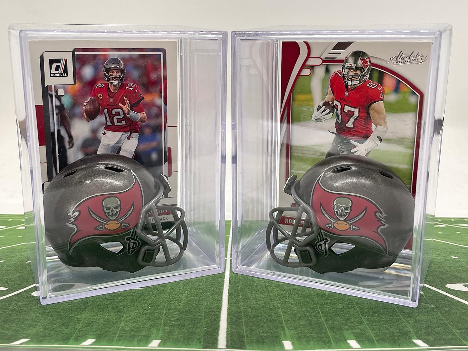 Tom Brady & Rob Gronkowski Tampa Bay Buccaneers Helmet Shadowbox w/card Set of 2