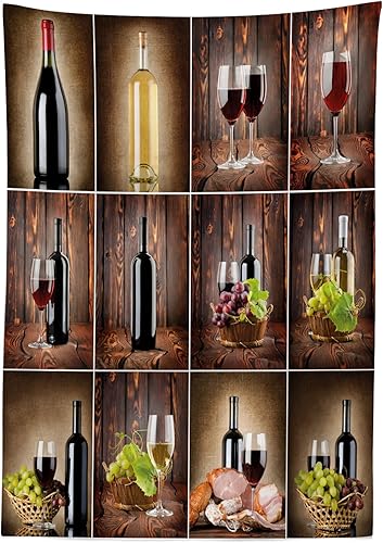 Miniatura 5 de Ambesonne Mantel rectangular con temática de vino, collage temático de vino sobre fondo de madera con uvas y carne, bebida rústica de campo, comedor