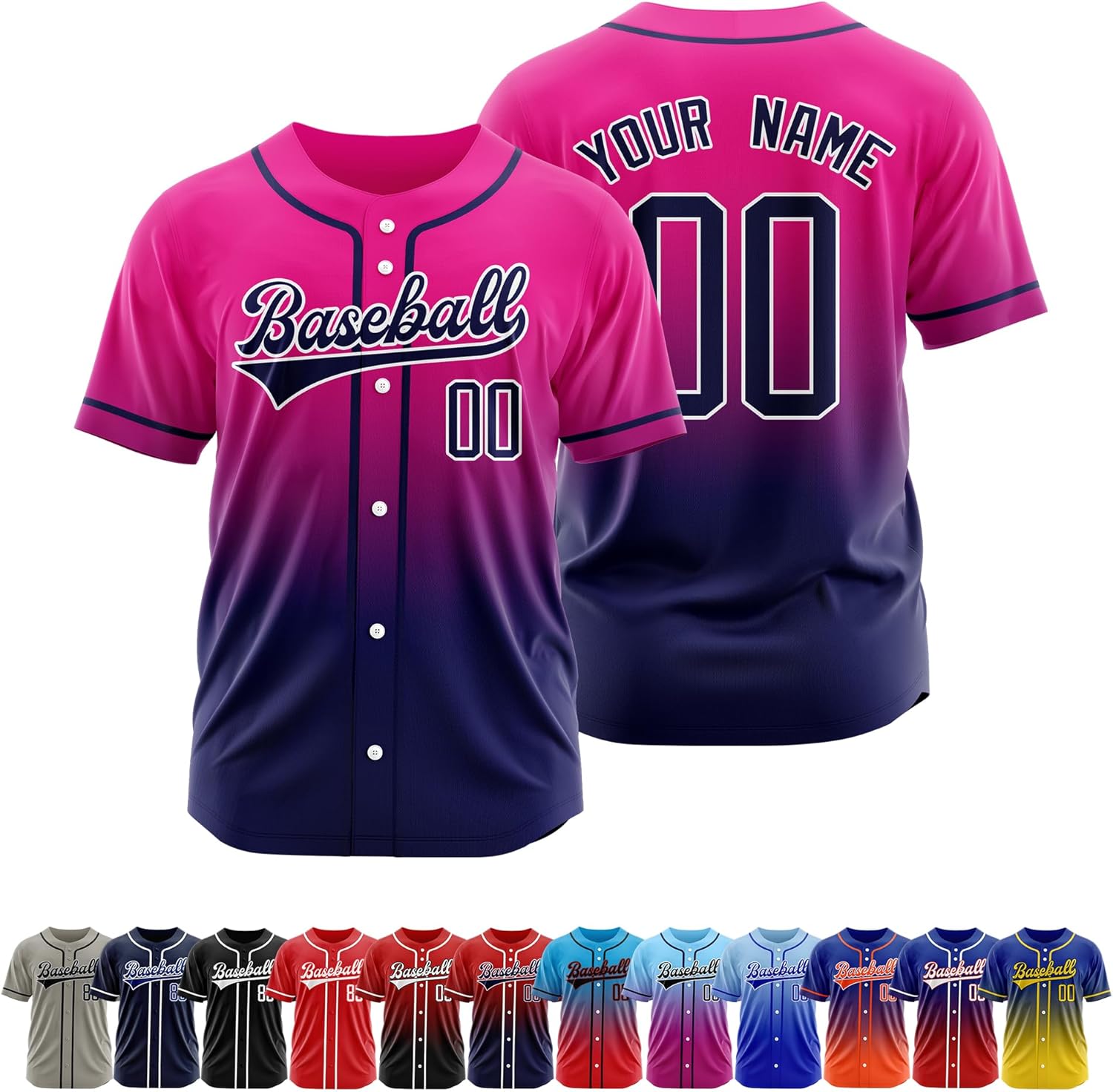 Custom Baseball Jersey Stitched Printed Personalized Name Number Team Button Down Shirts Sports Uniform for Men Women Youth