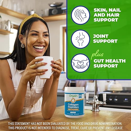 Miniatura 3 de Orgain Hydrolyzed Collagen Peptides + Prebiotic & Probiotics Powder for Women & Men, 20g Grass Fed Collagen, 1 Billion CFU - Supports Digestive,