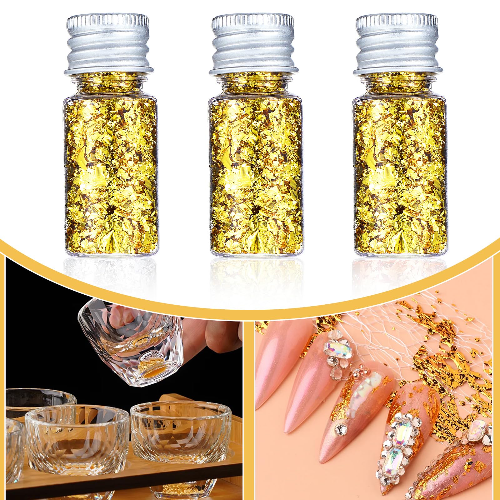 Lot De 3 Feuilles D'or Edible, Feuille D'or Pour Gâteaux, Décorations