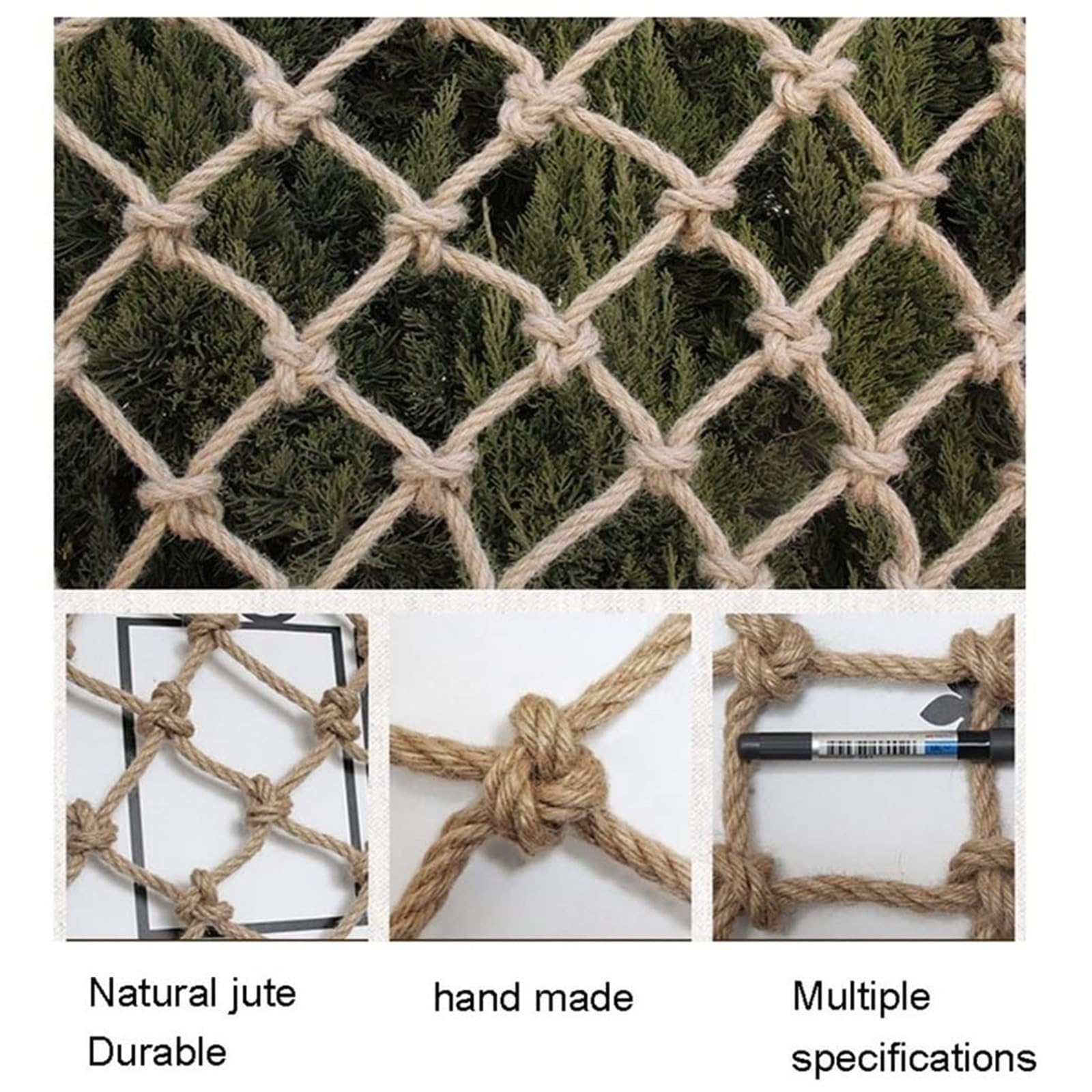 Cuerda de cáñamo de seguridad infantil, 6 mm de grosor, 1 m de longitud, ideal para escalada, protección de vallas, barandillas y parques infantiles, ecológica, segura para niños.