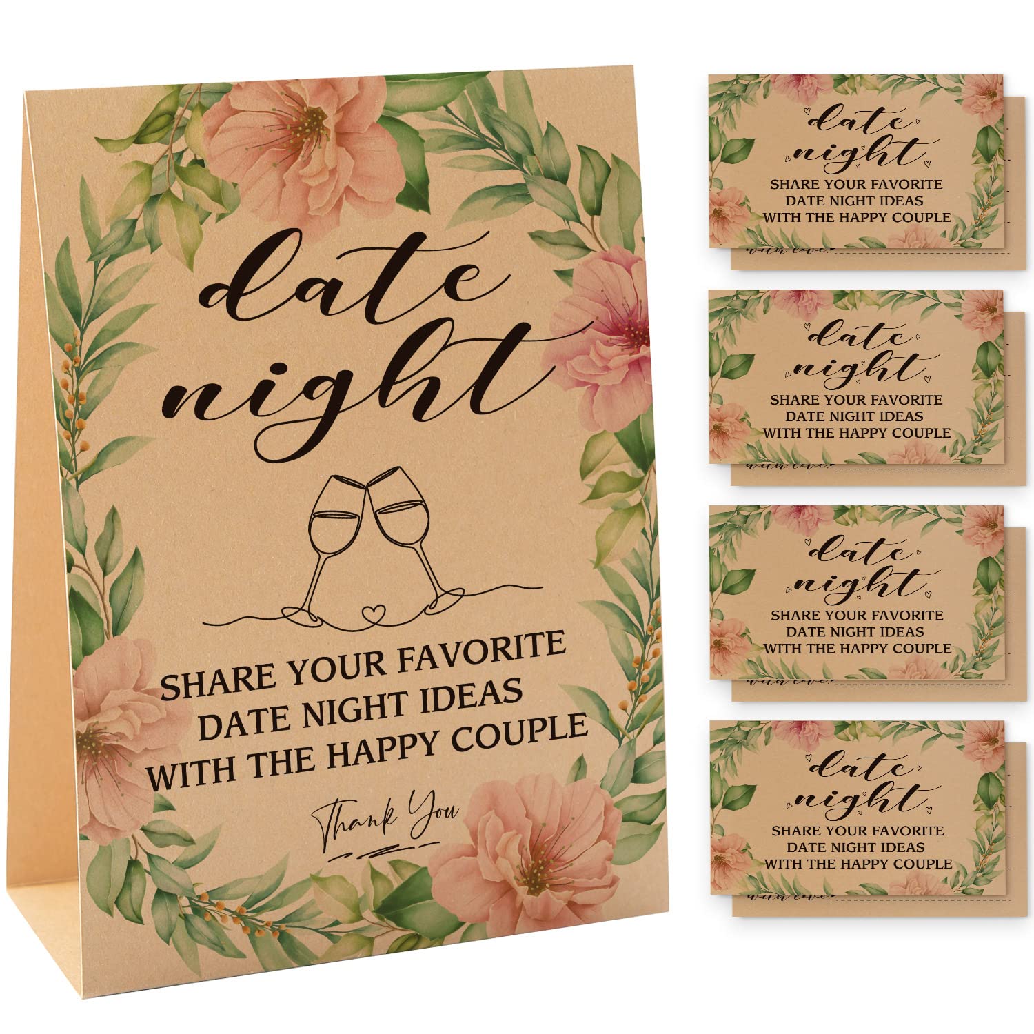 Photo 1 of 1 Date Night Kraft Sign & 50 Kraft Advice Card Set, Advice and Wishes Cards for Bridal Shower, Bridal Shower Decorations, Bachelorette Party or Special Event/003KF
