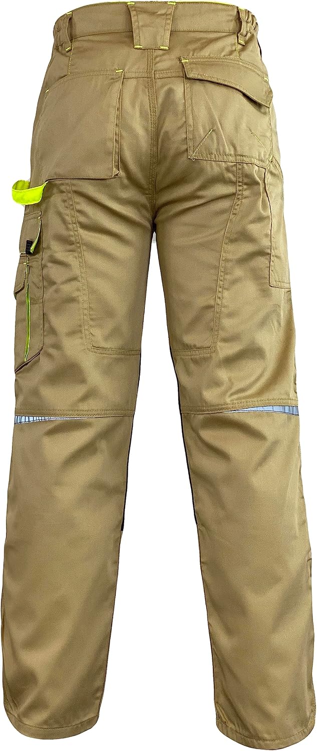 Men's Heavy Duty Tactical Work Pants with Cordura Knee Reinforcement and Multi-Pocket Combat Cargo Utility Work Trousers