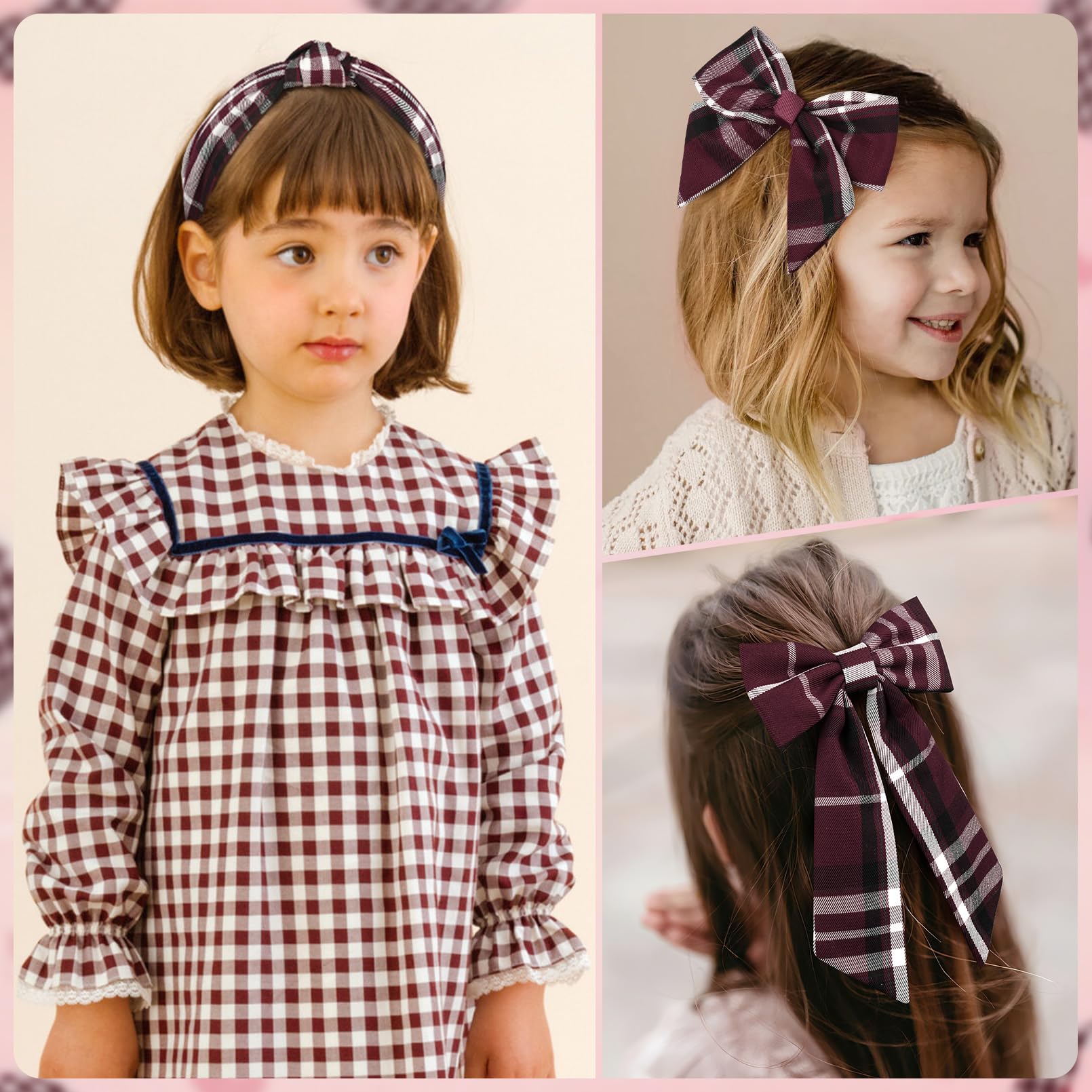 Plaid Hair Bows Set with Headband and Scrunchie School Uniform Accessories Amazon.com : DEEKA 5 Styles Uniform Plaid Long Tail Hair  main image 4