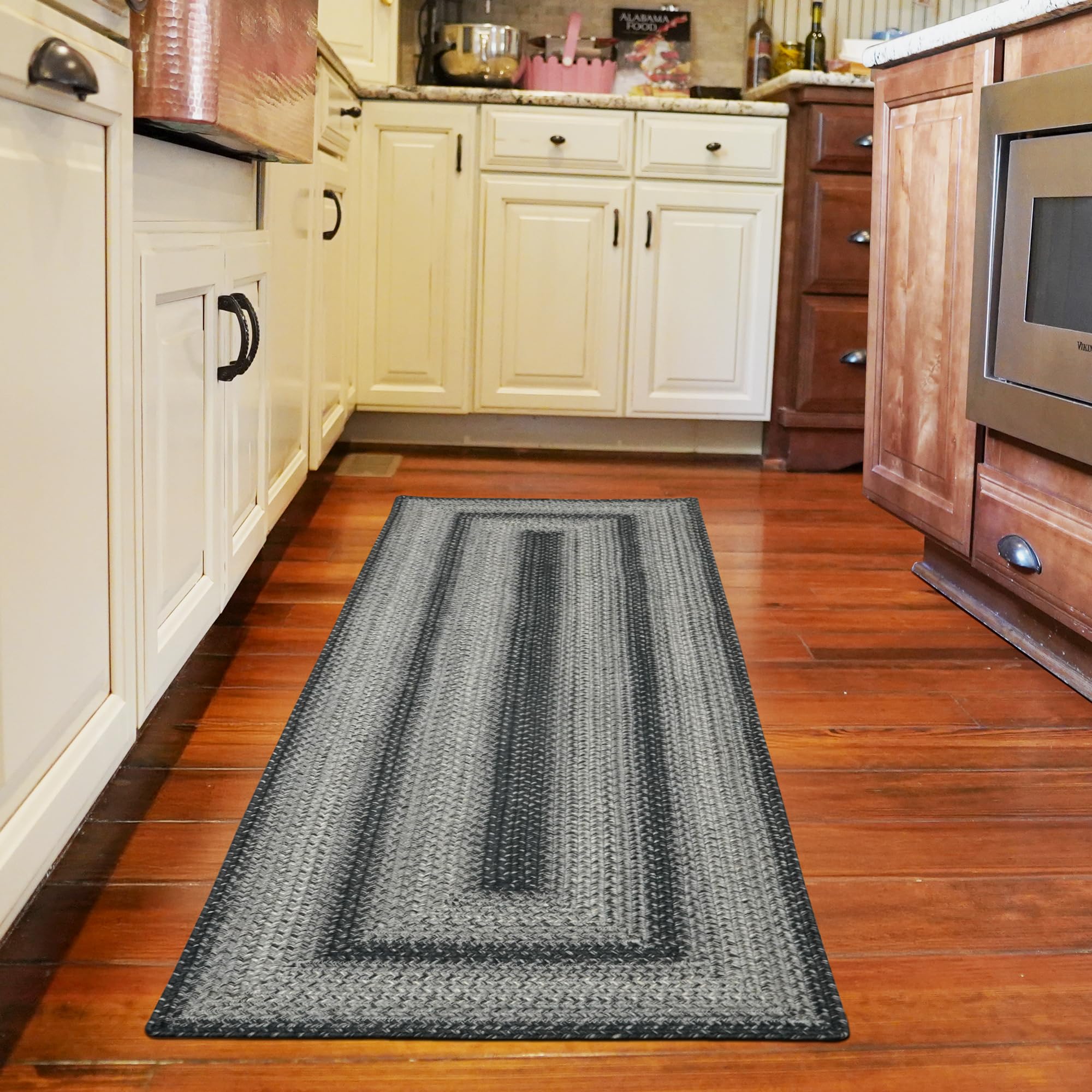 Homespice Flint Hill Braided Rugs Runners 22x72 - Gray Jute Kitchen Runner for Primitive Decor