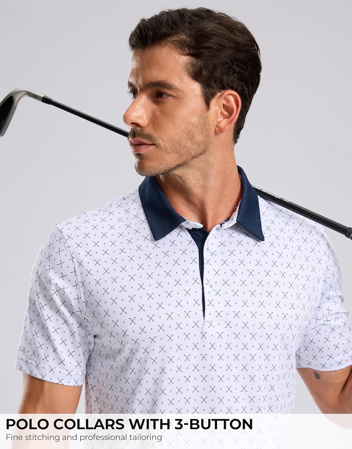Men's Golf Shirt Short Sleeve Dry Fit Polo Moisture Wicking Print Collared Golf Shirts for Men Casual Lightweight - Image 4