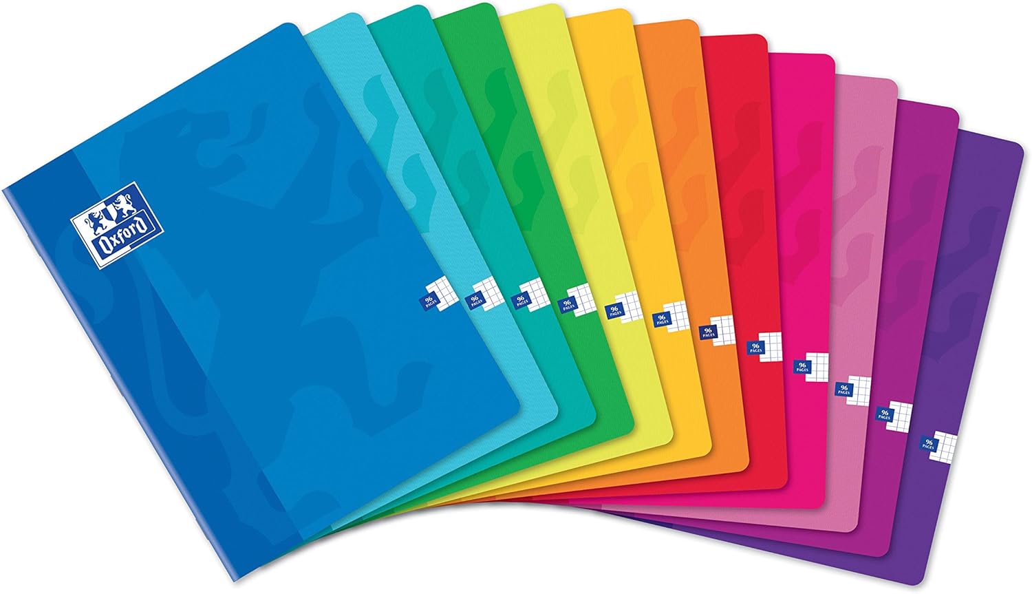 Oxford Classic Pack of 10 Large Stapled Notebooks 24 x 32 cm 96 Pages Small Squares 5 x 5 mm Assorted Colours