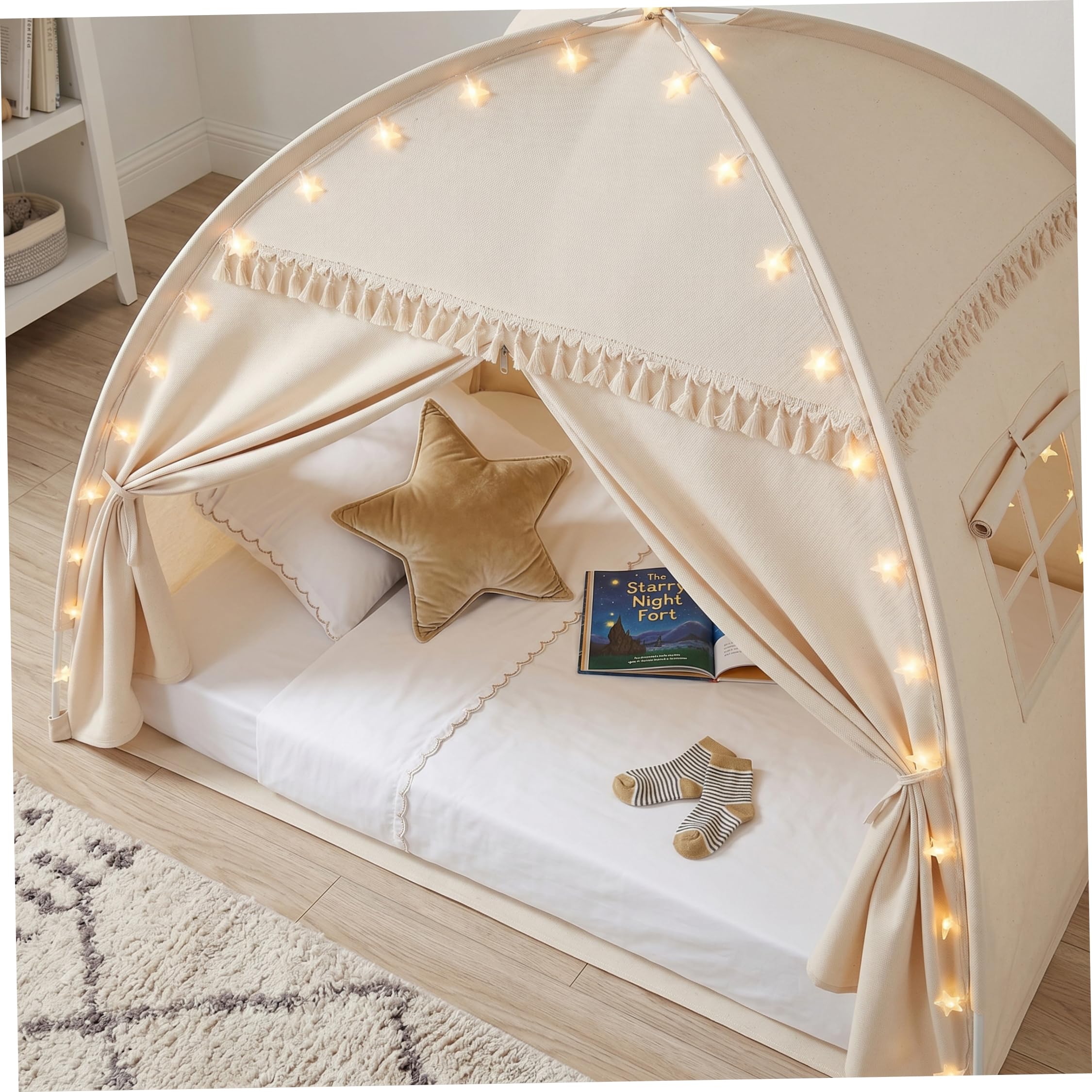 Tienda de campaña Interior para niños, Tienda de Juegos para Espacio Privado, casa de Juegos para niños pequeños con Cortina de Ventana y Puerta, decoración al Aire Libre