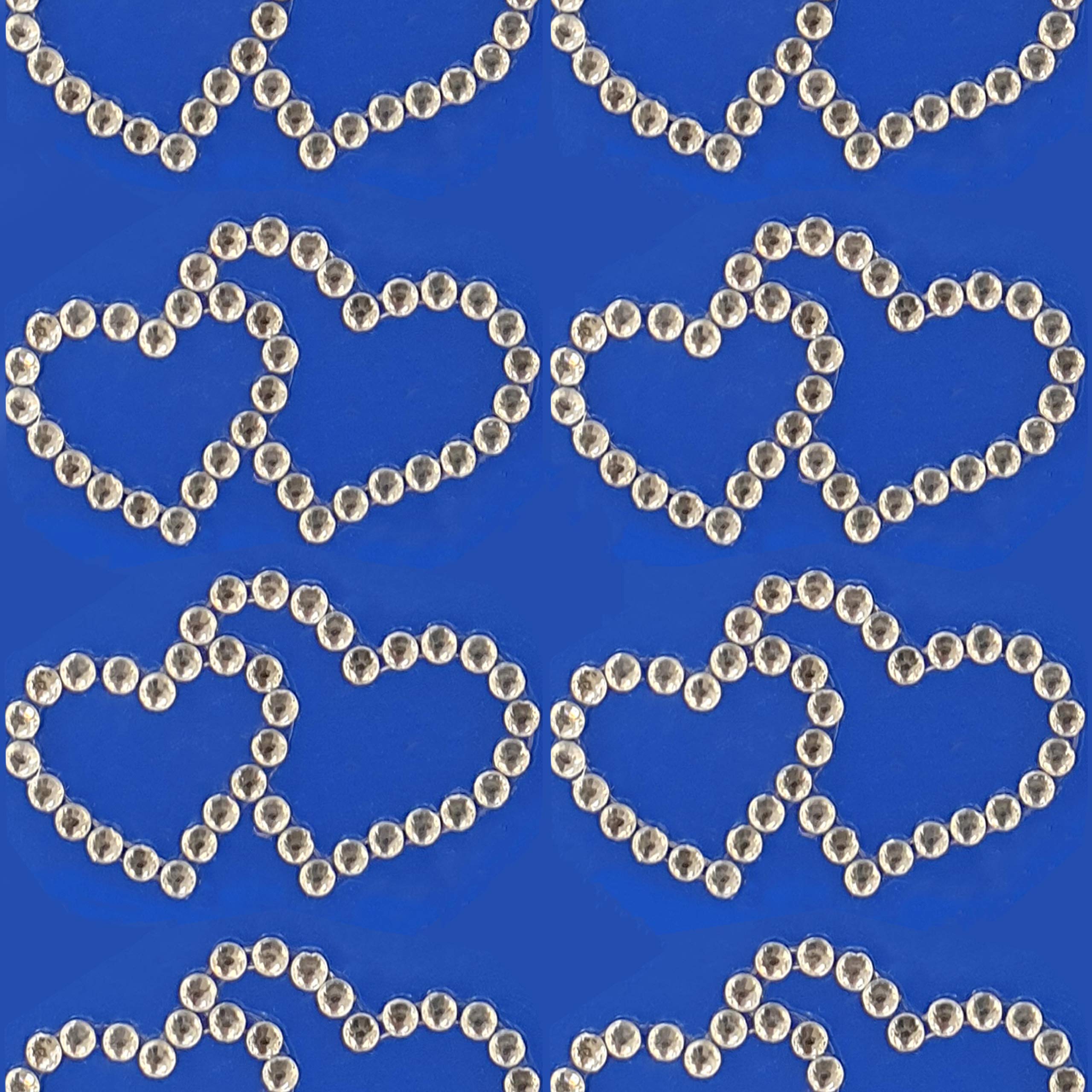 Pebble Eleven 4.5Cm Double Hearts Assorted Diamante & Pearl Stickers - Self Adhesive Rhinestone And Pearl Card Embellishments (, 4)