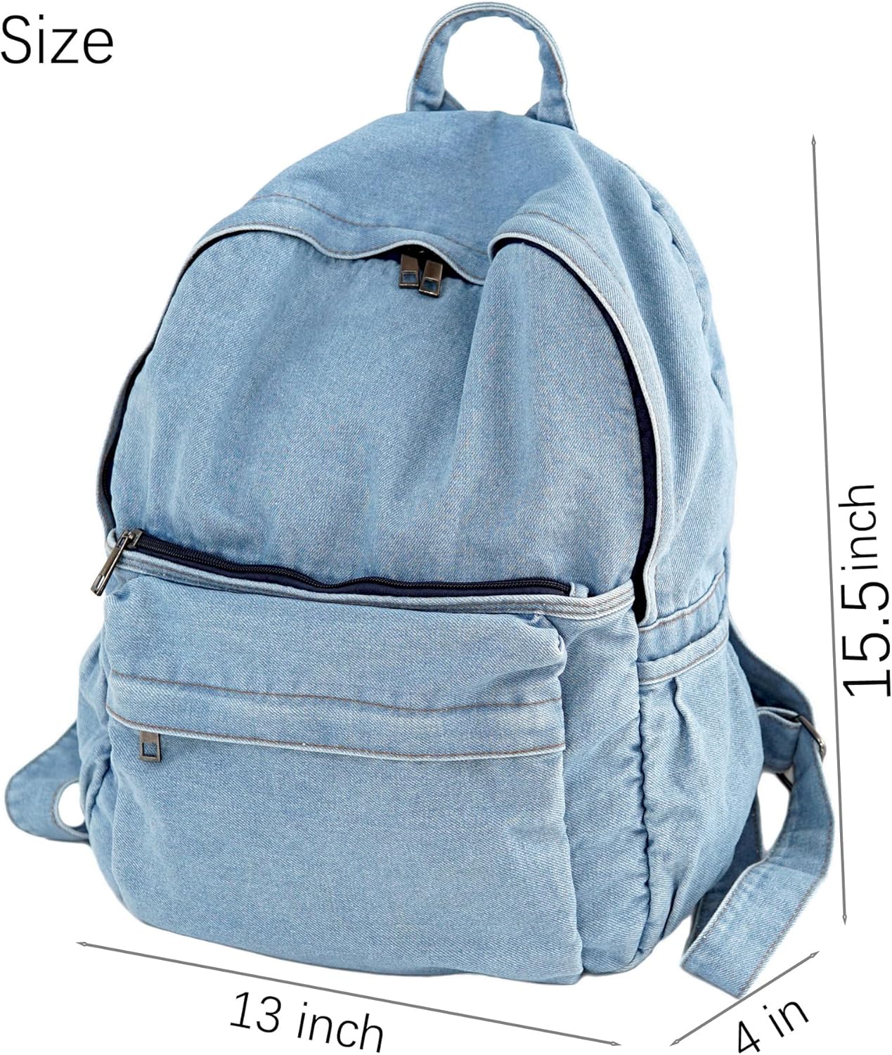 YunZh Denim Backpack Casual Style Lightweight Jeans Backpacks Classic Retro Travel Daypack
