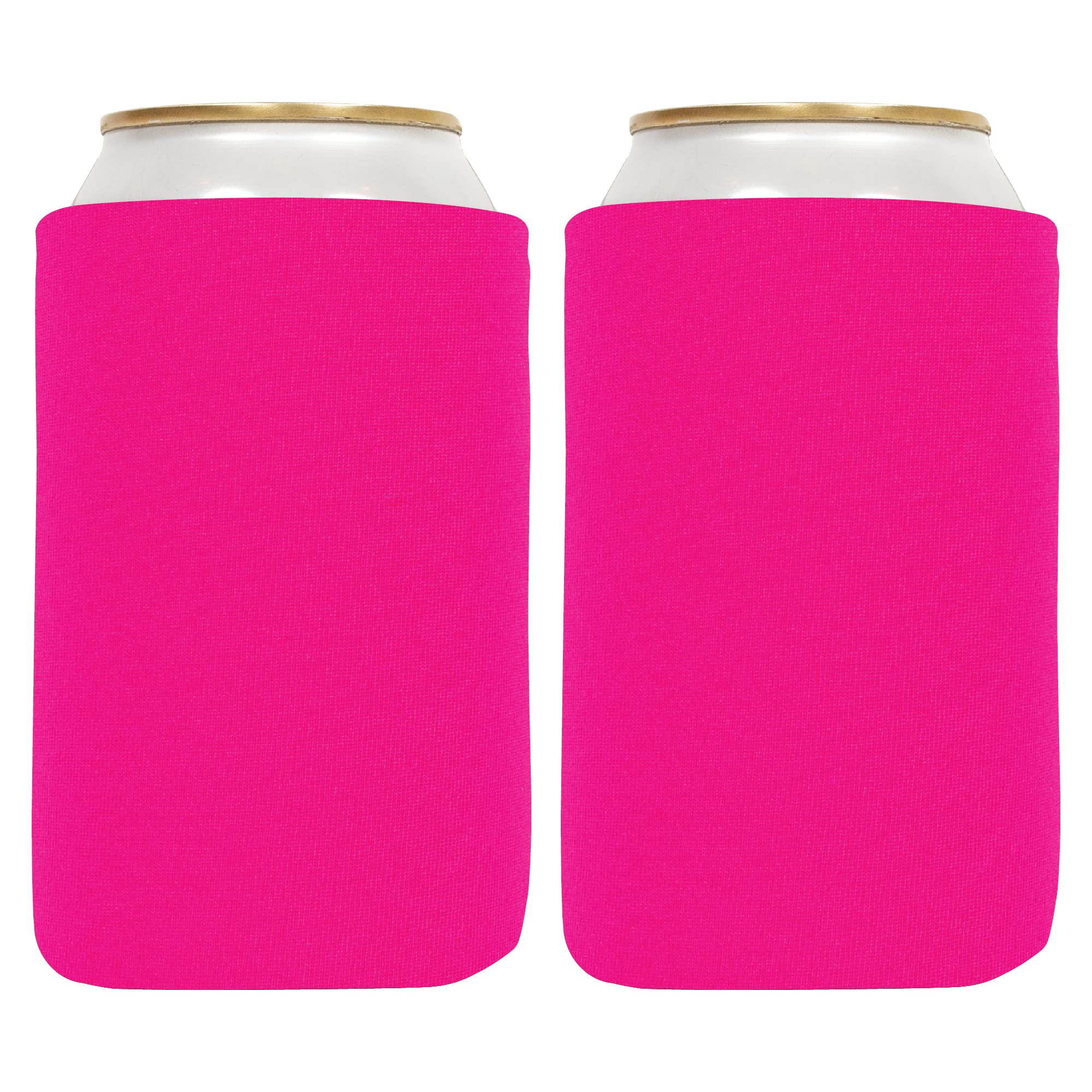 QualityPerfectionCan Cooler Sleeve (Set of 2) Neoprene 12 Oz Collapsible Cooler Can Cover, Insulated Cans Coolies, 4mm Thick Beer Cover & Soda Can Holders, Blank Drinks Coolers (Hot Pink)