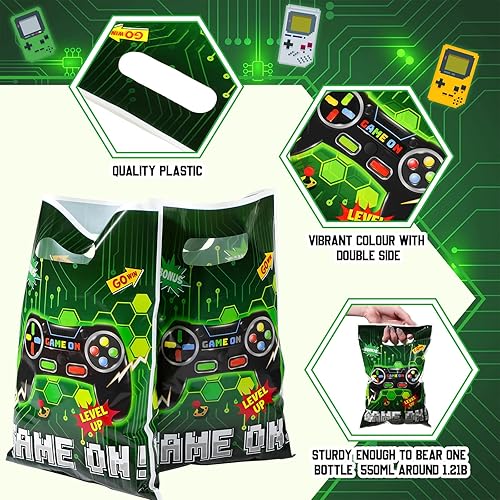 Miniatura 3 de Funrous 50 bolsas de regalo de fiesta de videojuegos, bolsas de plástico a granel para regalo, regalos de fiesta, suministros de cumpleaños con