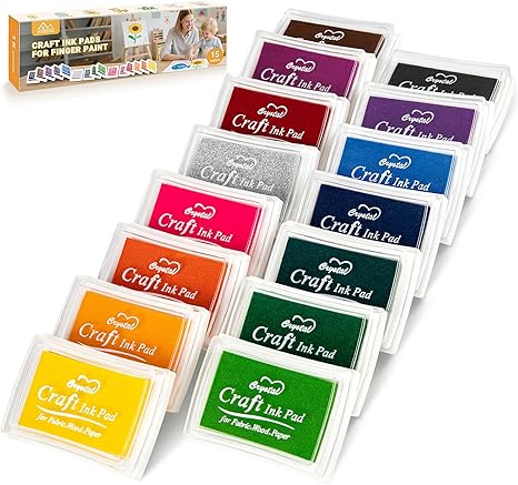 MERDTTES 15 Colors Craft Ink Pads, Washable Finger Ink Pads for Stamps for Kids DIY, Paper, Wood Fabric, Scrapbooking, Rubber Stamps