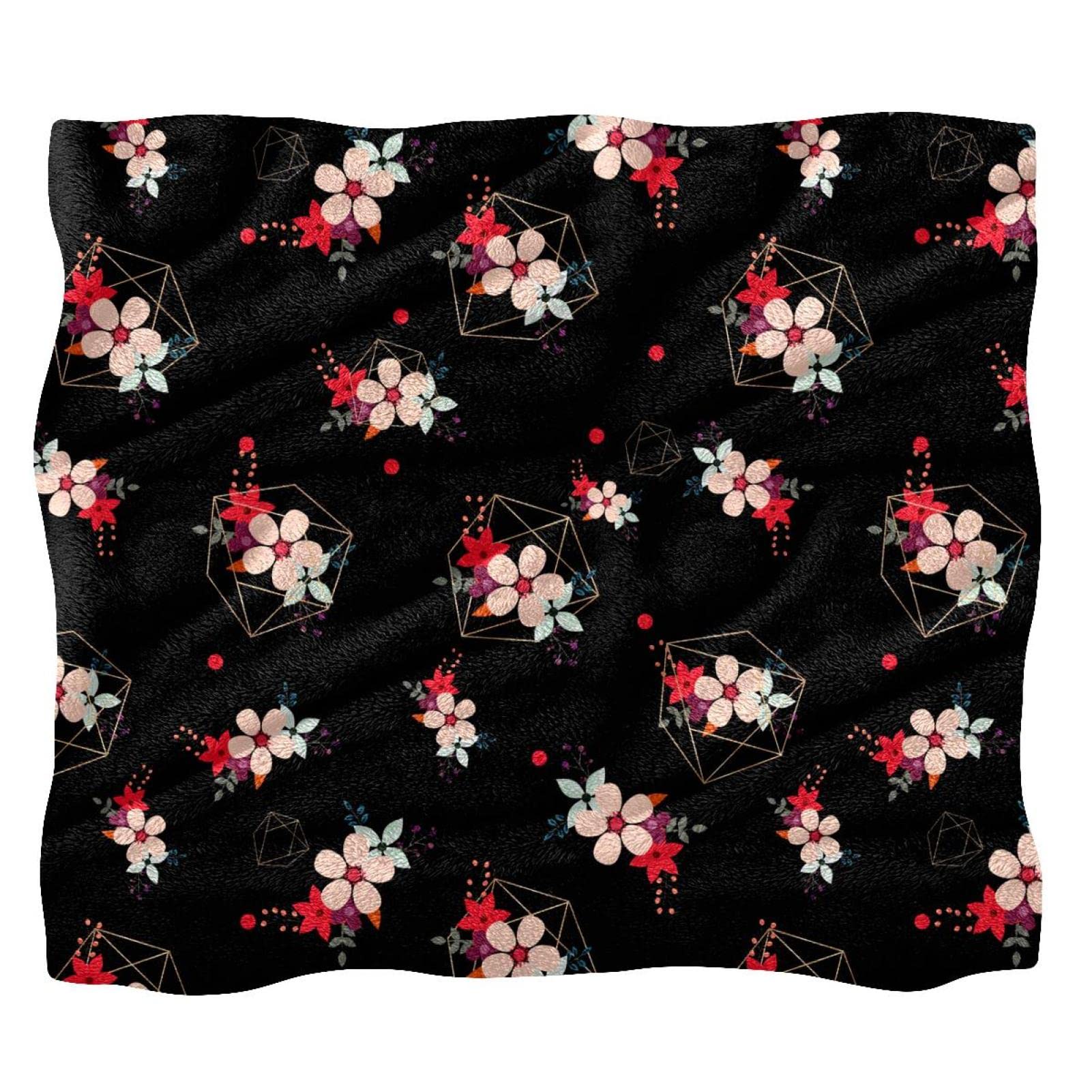 Couverture polaire douce lit canapé motif géométrique floral
