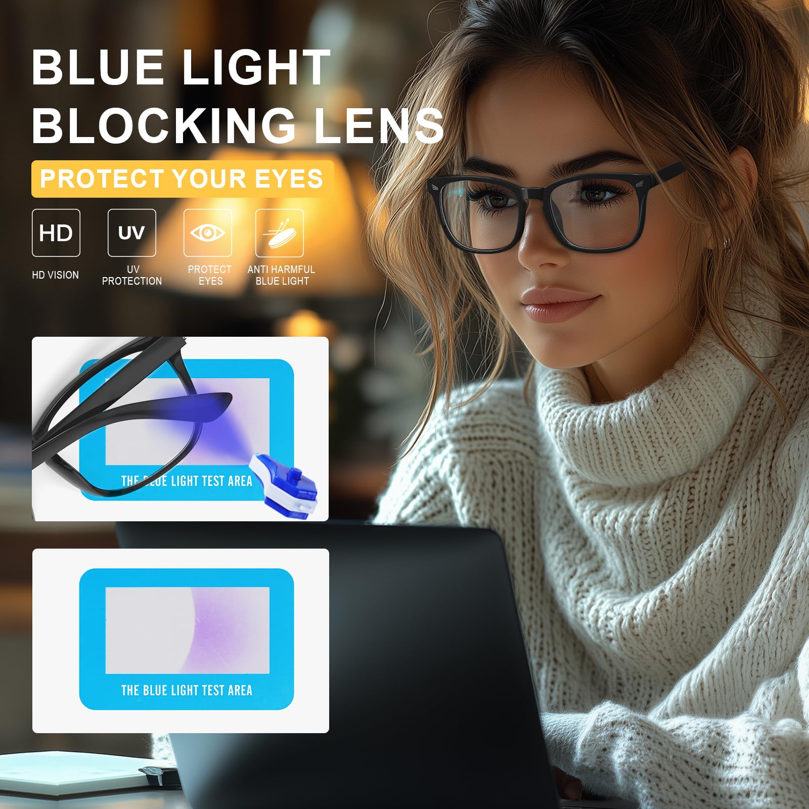 Occhiali da lettura blu con blocco della luce – da donna/uomo 3 pezzi di occhiali da lettura per computer anti vista vista blu senza prescrizione medica, 8068 Confezione da 3 Nero+Toumin+Viola, Medium
