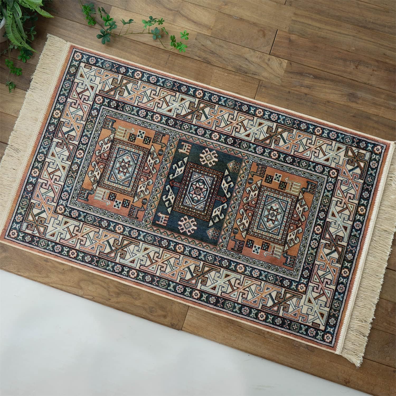 サヤンサヤン キリム柄 玄関マット 室内 屋内 ロイヤルパレス 14684 60×85 グリーン