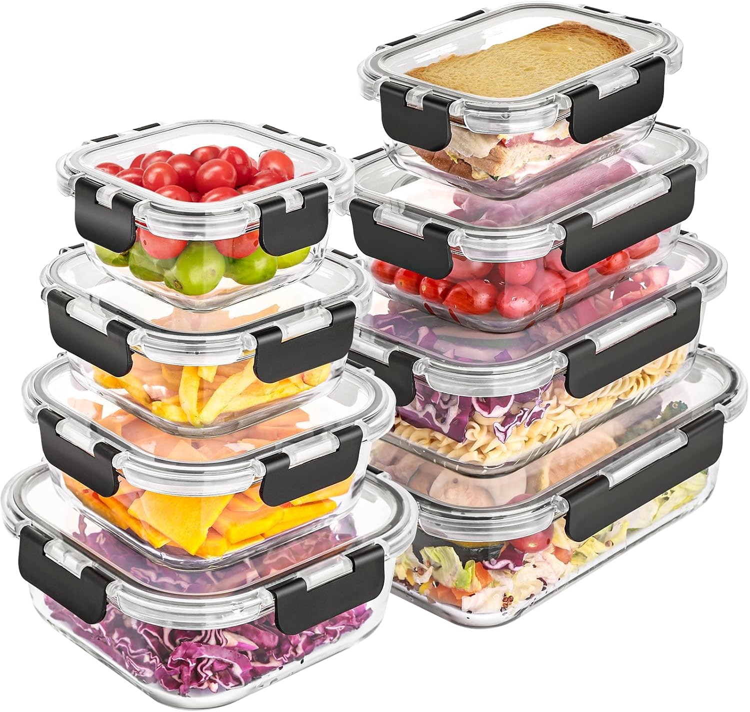 Liuruiyu 8-Pack Glass Meal Prep Containers โ BPA Free