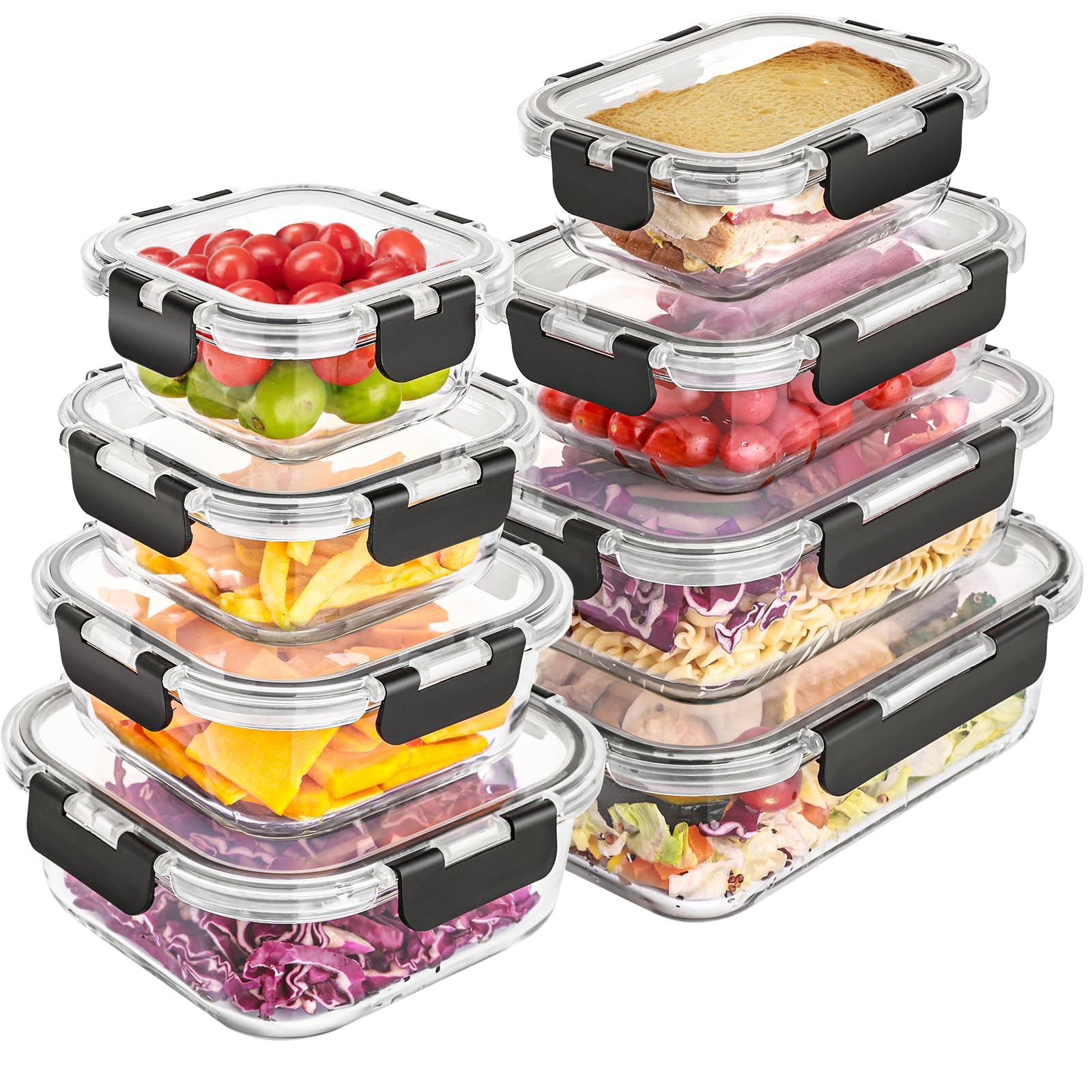 Liuruiyu 8 Pack Glass Food Storage Containers with Lids – $19.99
