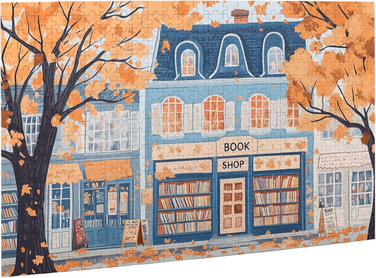 500 Piece Jigsaw Puzzles Fall Bookstore,Funny Artwork for Adults,Family Leisure, Stress Relief and Entertainment,Modern Art Wooden Puzzle for Adults,Gift Suitable Family Friends