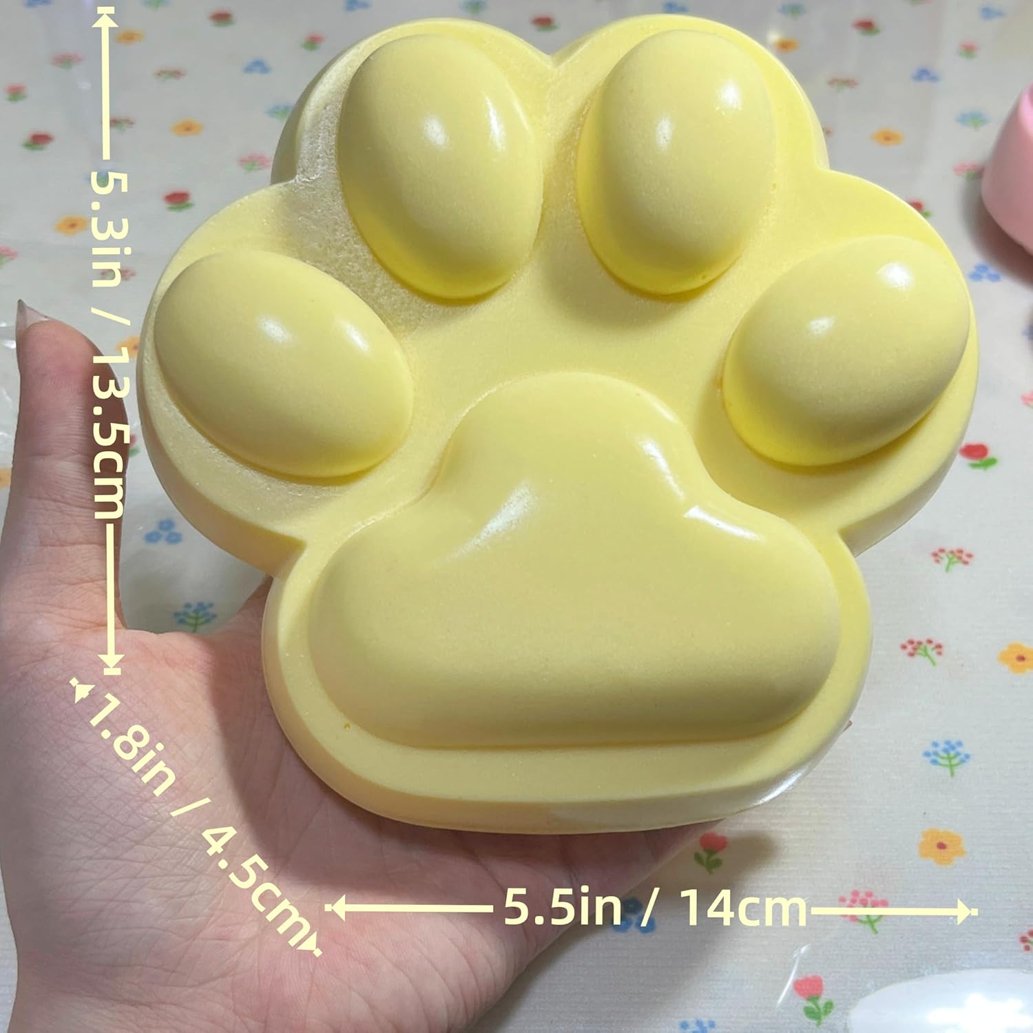 5.5 Inch Large Cat Paw Slow Rising Squishy Toys, Sticky Paw Squeeze Toy, Super Soft Slow Rebound Fidget Toys for Stress Relief ADHD Desk Accessory (Yellow)
