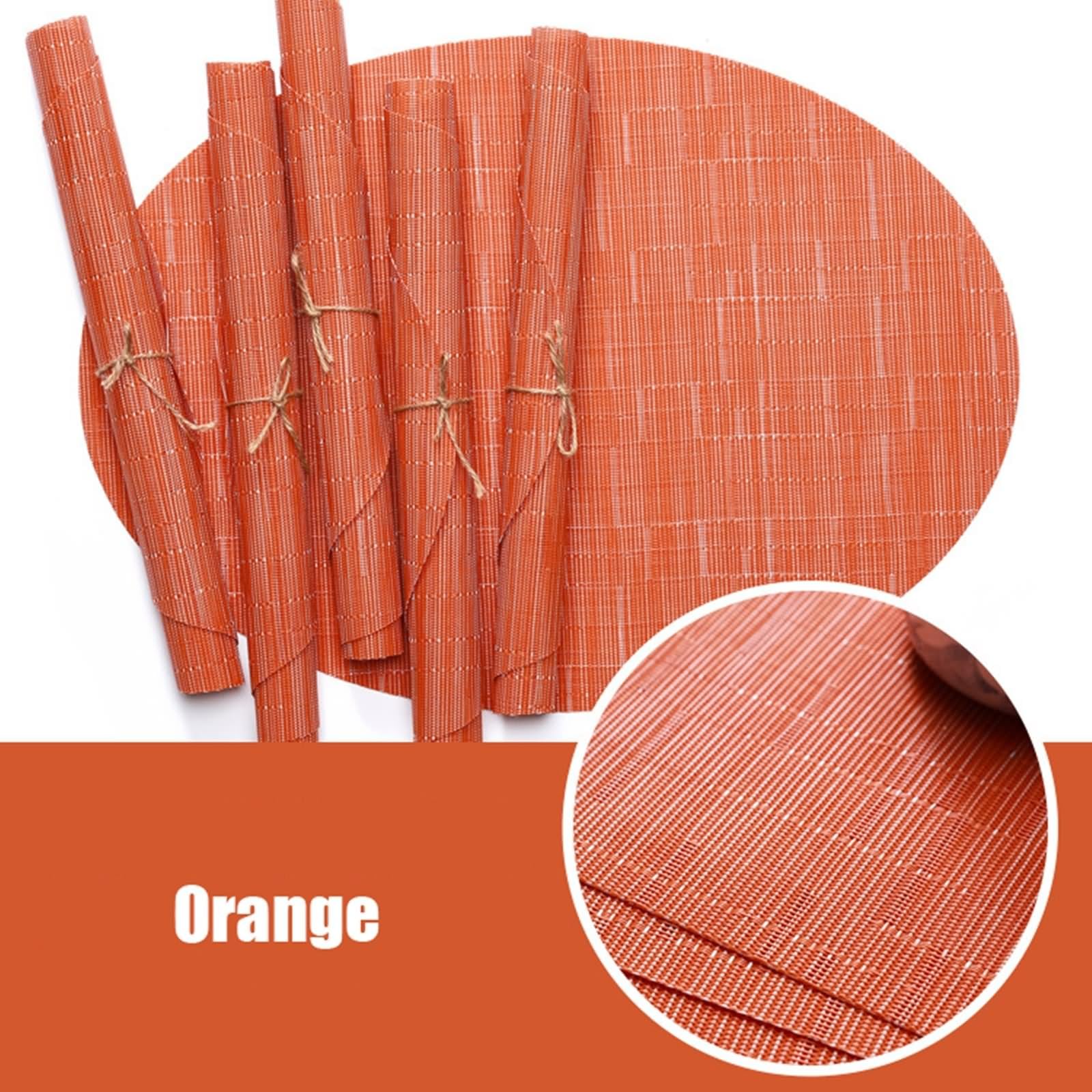 Platzset Herbst Orange 6er Set, Platzdeckchen Herbst Deko 32.5x45cm Gewebt Vertikal Gestreift Vinyl Polyester