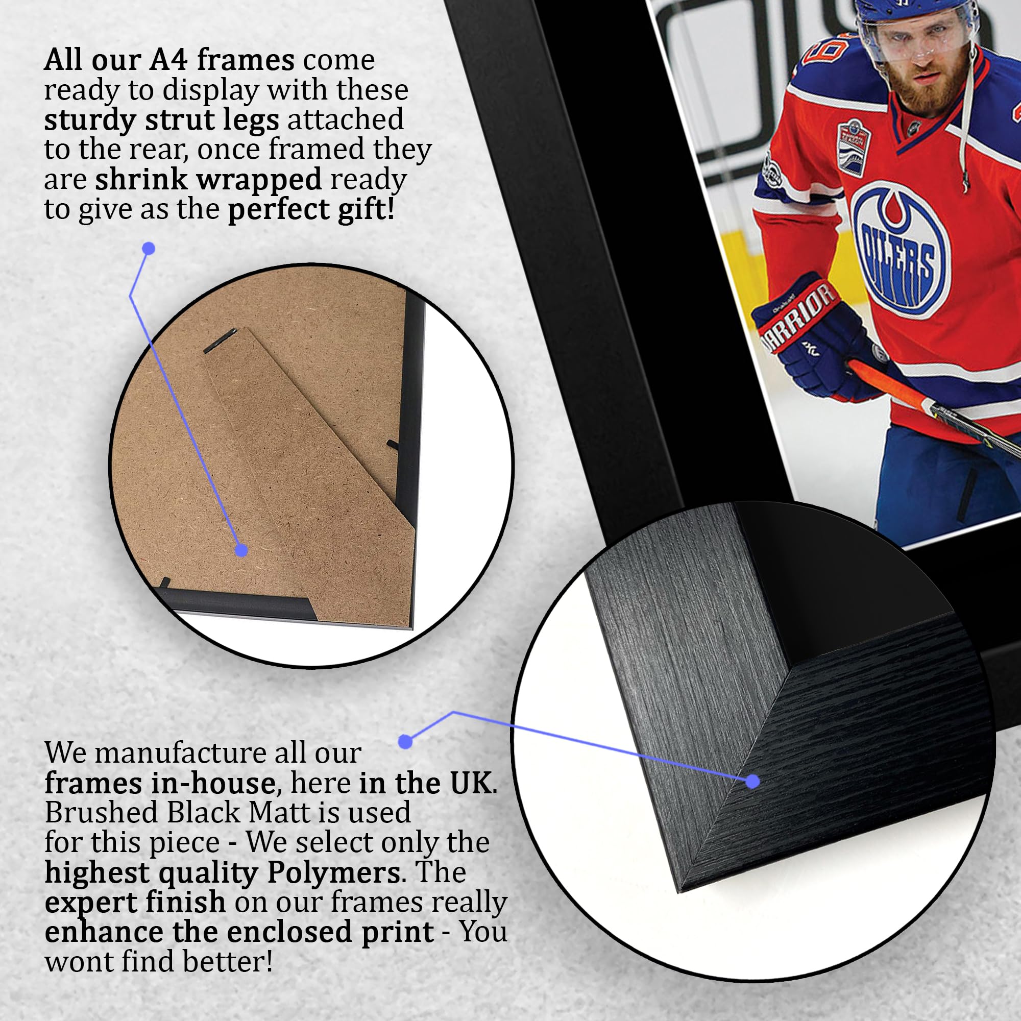 HWC Trading Leon Draisaitl Edmonton Oilers Geschenke Gedrucktes Signiertes Autogramm Foto für Eishockey Anhänger and Fans - A4 Gerahmt