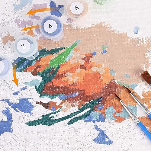 Miniatura 7 de CAYUDEN Pintura por números para niños, 16 x 20 pulgadas, pinturas acrílicas de castillo por números para niños principiantes, kit de pintura de