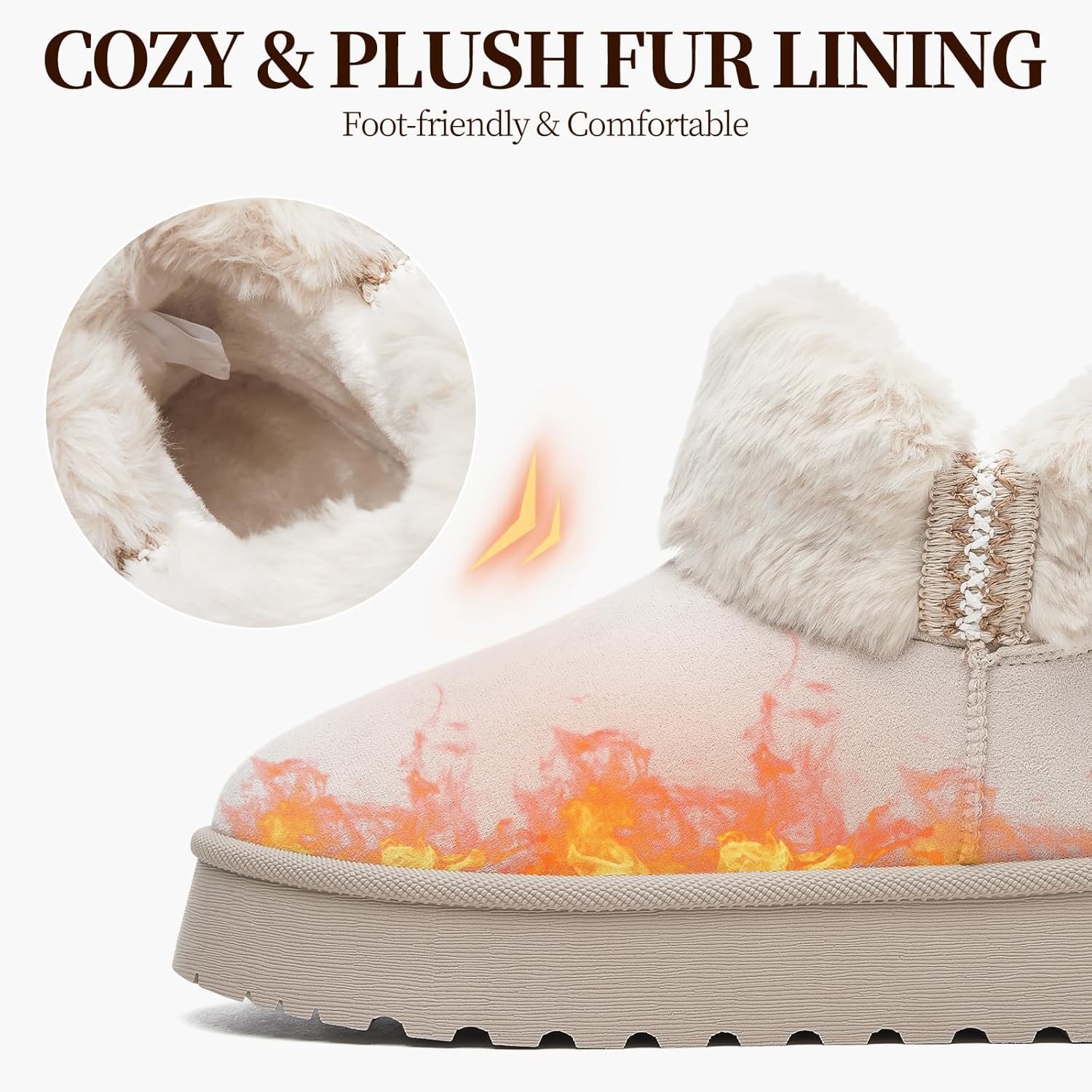 Waluzs Winter Boots for Women Snow Boots Platform Ankle Boot Fuzzy Mini Boot Cute Winter Shoes - Image 5