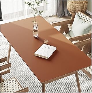 Mantel de piel sintética impermeable, lavable y resistente al aceite, rectangular, de vinilo, resistente al calor, protector para mesa de comedor y café, 80 x 130 cm, color marrón