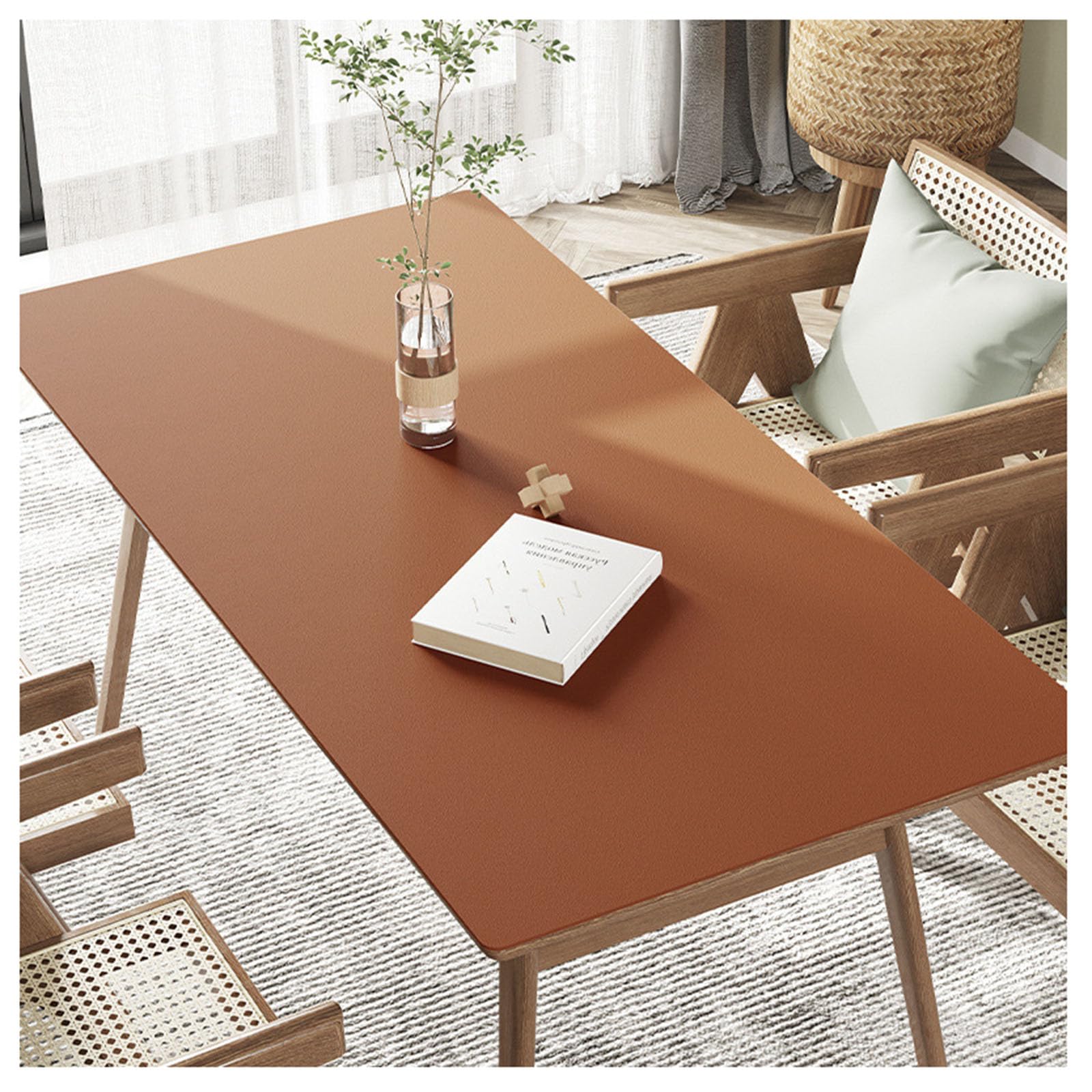 Nappe de protection PVC aspect cuir pour table basse élégante