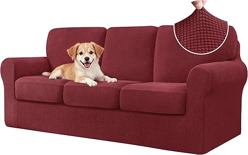 Miniatura 33 de CHUN YI Fundas de sofá de 7 piezas, fundas de sofá lavables, funda elástica para sofá de 3 cojines con respaldo y fundas de cojín separadas, Azul