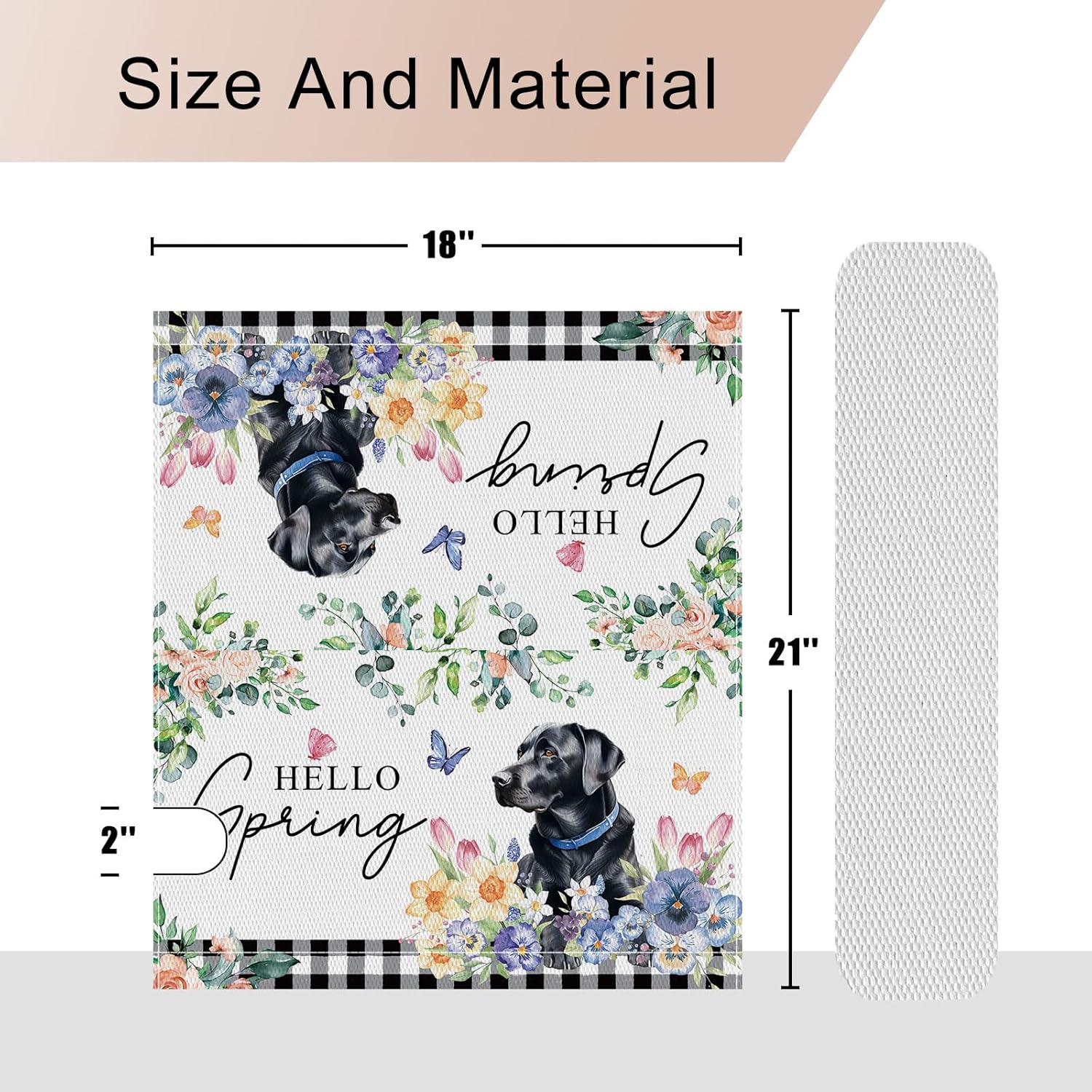 Hello Spring Black Labrador Dog Tulip Floral Mailbox Cover Magnetic Standard Size 21x18 Inch Post Letter Box Wrap Garden Yard Home Decor