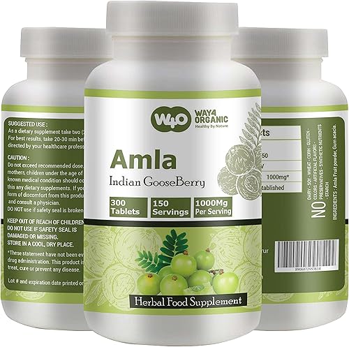 Cápsulas de extracto de fruta Amla (tabletas) - 300 píldoras, 150 porciones, 1000 mg, fruta de amalaki (paquete de 1)