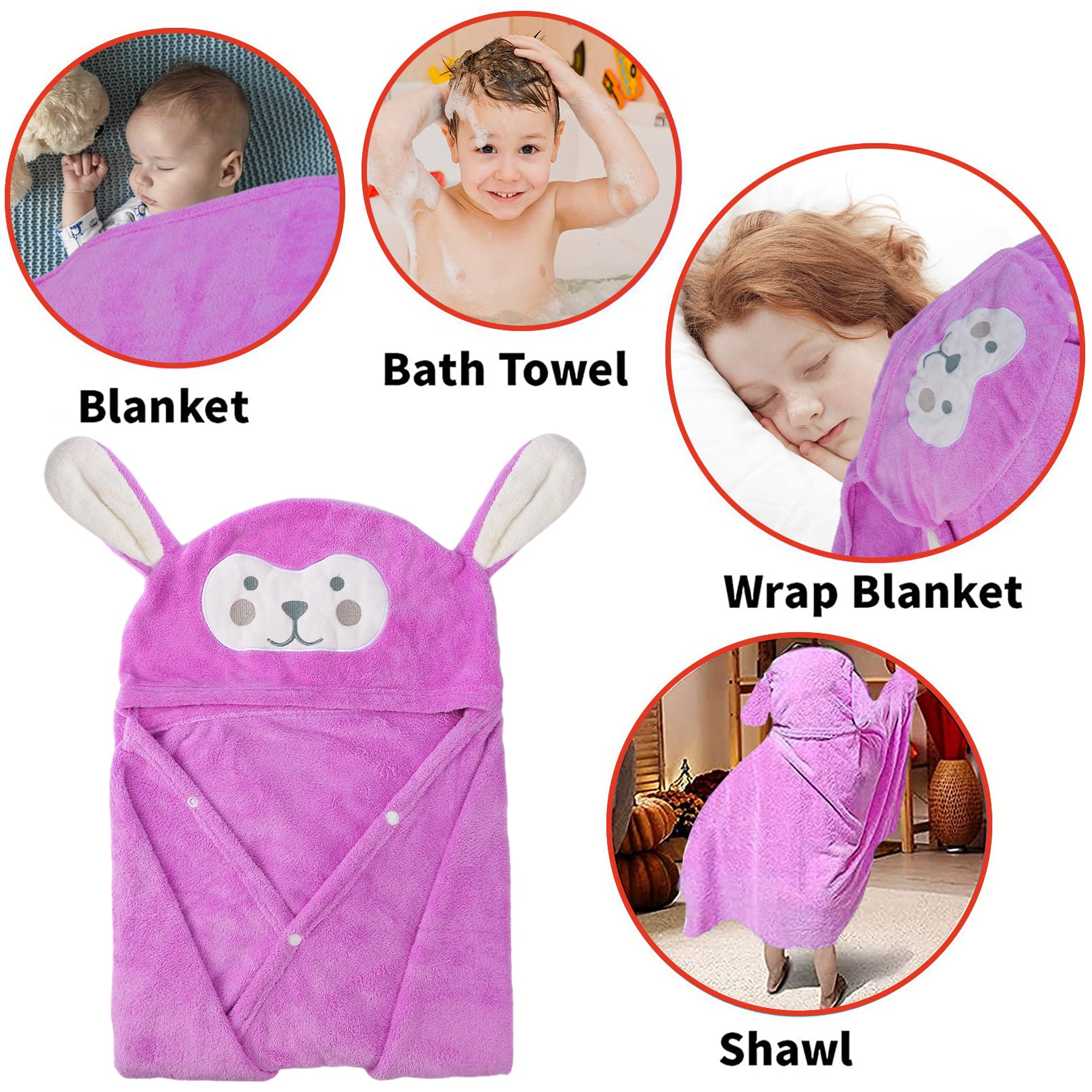 Visen - Toalla con capucha de alta calidad para niños, toalla de baño de 2855 pulgadas de tamaño grande, toalla con capucha ultrasuave para niños y niñas